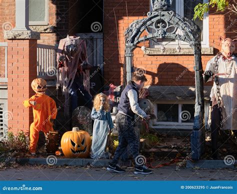 Gruesome Halloween Decorations Set Up Ottawa Canada October 31 2020