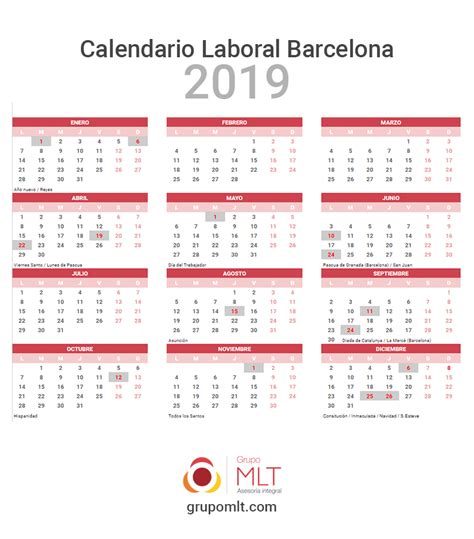 Anticipate a los días festivos de tu provincia y planifica tus vacaciones. Calendario Laboral 2019 de Barcelona » Gabinete Gestor