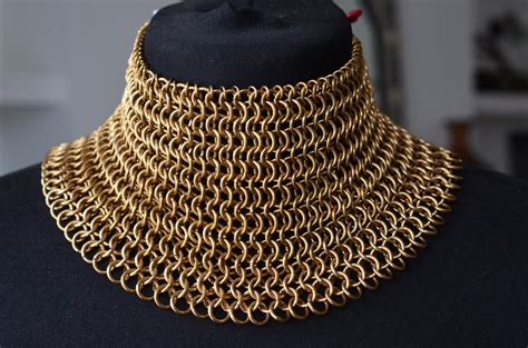 Wide Chainmail Choker Necklace Etsy