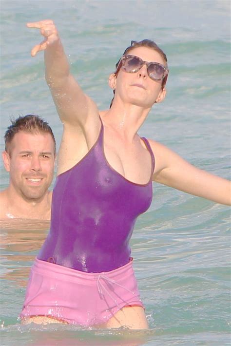 Anne Hathaway Nipples In See Thru Wet Swimsuit At Beach In Miami