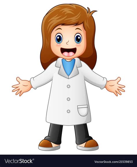 Happy Cartoon Female Doctor Vector Image On Vectorstock Happy Cartoon