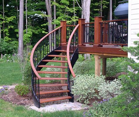 Curved Deck Stairs Backyard Pinterest Spirals Stairs And Garage
