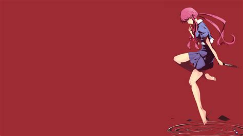 Wallpaper Mirai Nikki Gasai Yuno Anime Girls Knife Red Background