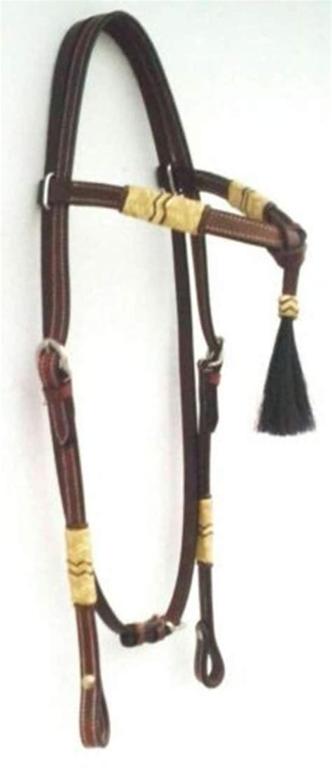 Rsi Set Of Western Leather Headstall Hand Braided Rawhide Show Romel