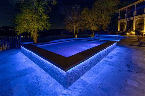 Blue Linear Led Strip Lighting On Pool Patio Light Up Nashville