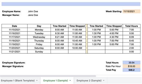 Free Excel Timesheet Template For Multiple Employees 2022 2022