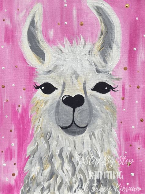 Llama Painting Easy Step By Step Acrylic Tutorial Animal