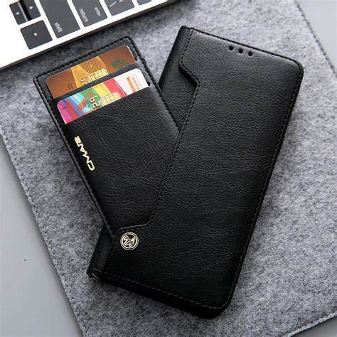 Luxury Black Leather Wallet Case Cover For Samsung Galaxy S9 S9 Plus Shockproof Flip Phone Bag