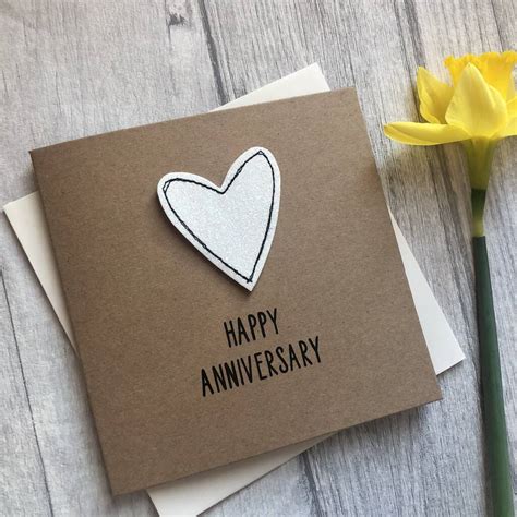 Happy Anniversary Glitter Heart Card By Alphabet Bespoke Creations