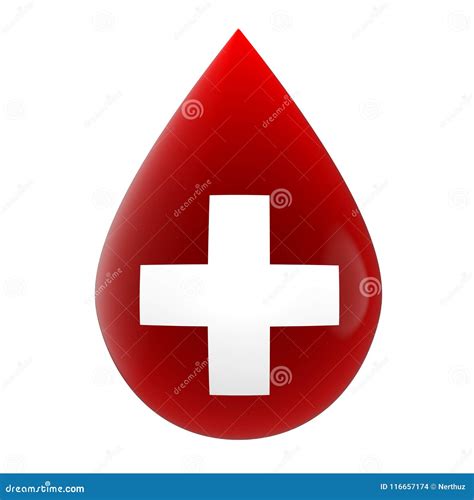 Red Blood Drop With Medical Cross Symbol Isolated Stock Illustration