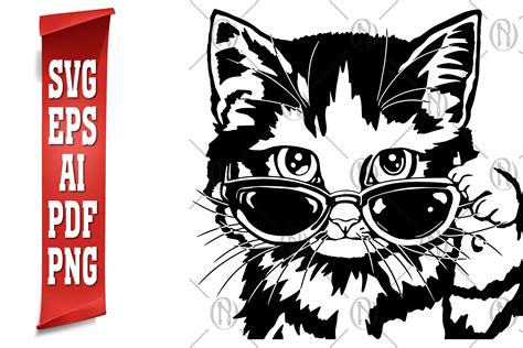 Visual Arts Craft Supplies And Tools Instant Download Kitty Cat Glasses