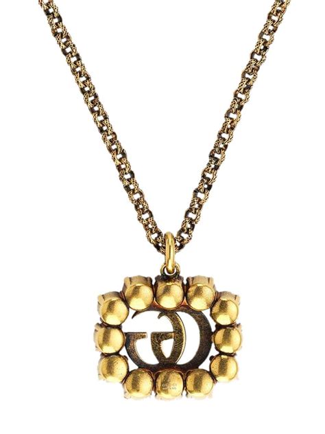 Gucci Crystal Double G Necklace In Gold Metallic Lyst