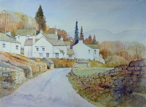 Troutbeck Village Cumbria Watercolor Landscape Watercolor Art Art