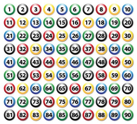 Bingo Game Balls 1 90 Isolated Vector Illustration Stock Vector