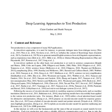 Deep Learning Approaches To Text Production Acl Anthology