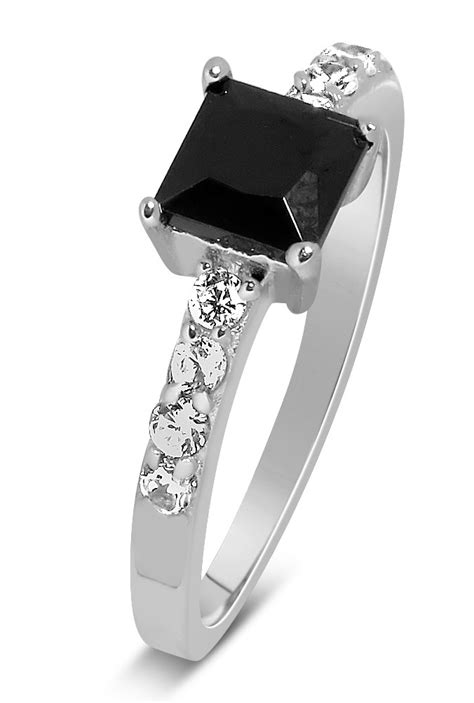 The demand for square rings has risen since designers figured out how to give fancy cuts just as much sparkle as traditional round diamonds. Luxurious 1 Carat Princess cut Black and White Diamond ...