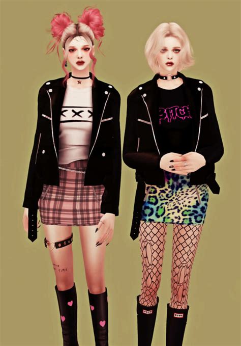 Sims 4 Leather Jacket Skirt Set The Sims Game