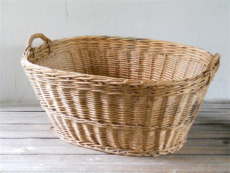 Best choice products portable large hand woven wicker braided storage laundry basket organizer w/ handles. Vintage Wicker Laundry Basket Large Made in Hungary