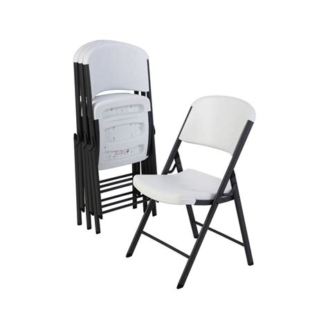 200 blow molded white plastic folding chairs with 8 chair carts bundle. LIFETIME PRODUCTS 4-Pack Outdoor White Granite Plastic Solid Standard Folding Chair in the ...