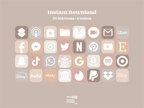 Aesthetic Nude Ios App Icons Pack Icons Colors Etsy