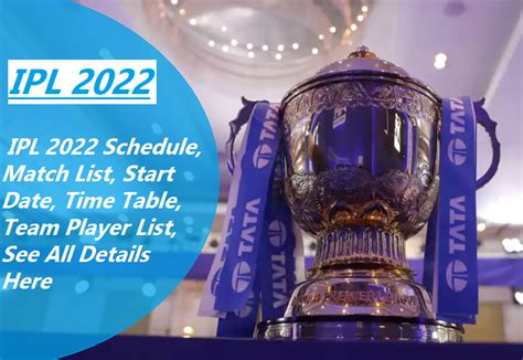Ipl 2022 Ipl 2022 Schedule Match List Start Date Time Table Team