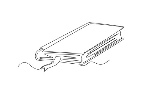 Single One Line Drawing Closed Book World Book Day Concept Continuous