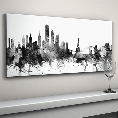 New York Skyline Cityscape Black And White By Artpause