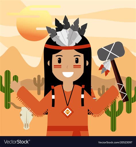 Native American People Cartoon Royalty Free Vector Image