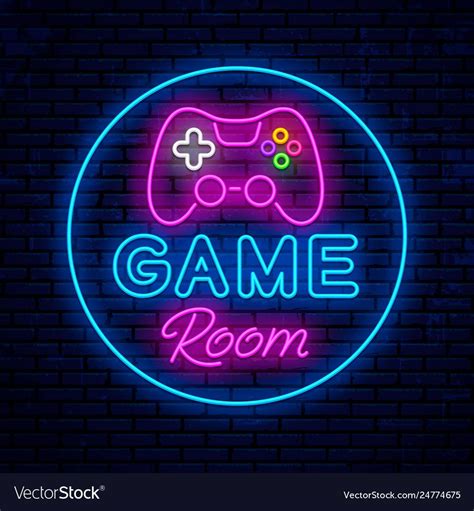 Game Room Neon Sign Design Vector Image On Vectorstock Neon Signs