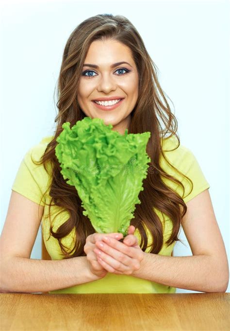 Portrait Of Young Woman With Diet Food Stock Image Image Of Kitchen