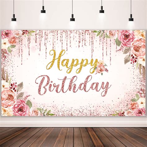 Buy Happy Birthday Backdrop Decorations For Women Background Party