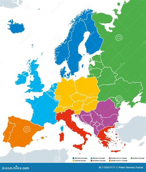 Europe Single States Political Map Cartoon Vector CartoonDealer