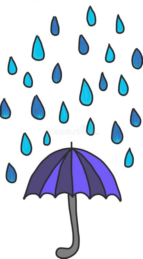 Umbrella And Raindrops Vector Graphic Stock Vector Illustration Of