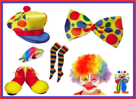 Clown Wig Childrens Clown 6 Peice Set Bow Tie Cap Shoe Covers Png