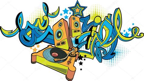 Music Design Turntable Graffiti — Stock Vector © Alexscholar 117736676