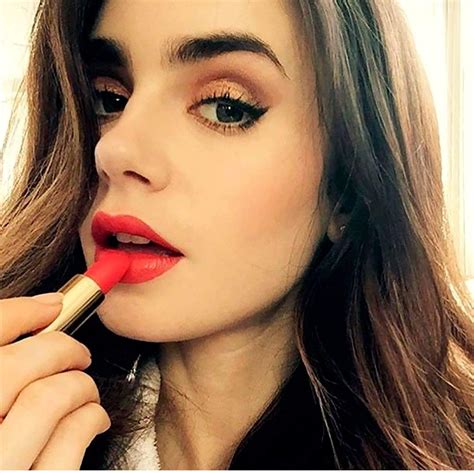 Lilly Collins Red Lips