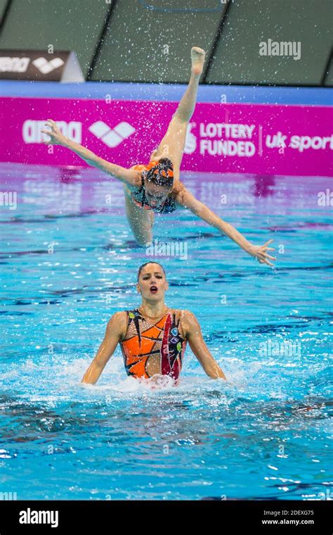 Team Greece Perform Their Synchronised Swimming Also Artistic Swimming Routine At The European