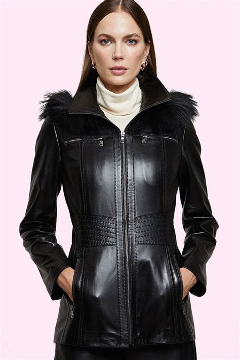 women s edith leather fur coat dollarjackets