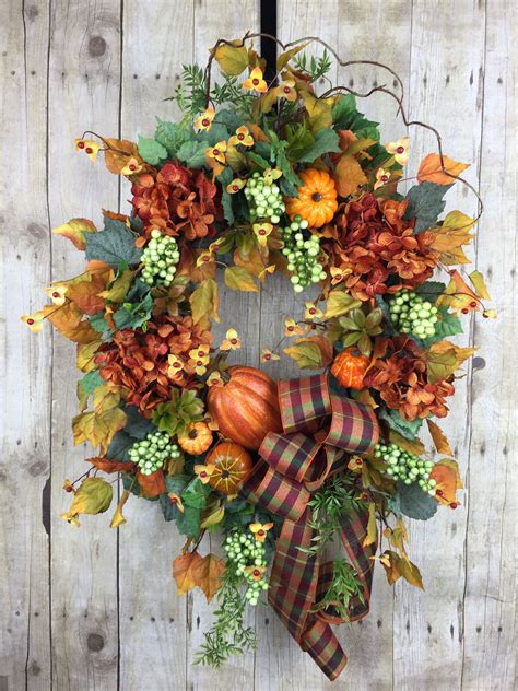 Large Fall Wreaths For Front Door Autumn Wreaths For Front Etsy