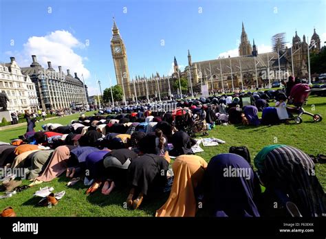 A Group Of Muslims Hold Jummah Friday Prayers In Parliament Square For