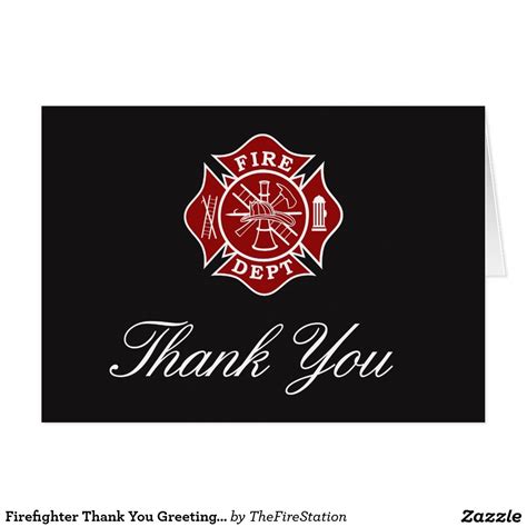 Firefighter Thank You Greeting Card Zazzle Custom Thank You Cards