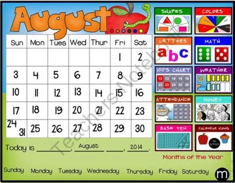 Smartboard Calendar Sunny Day For Circlemeetingcarpet Time Common