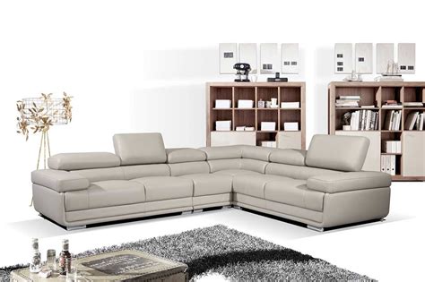Light Gray Leather Sectional Sofa Ef 119 Leather Sectionals