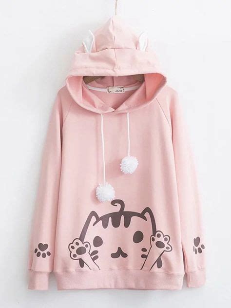 Us39 Print Cat Cute Hoodies For Women Hoodie Fashion Kawaii Clothes
