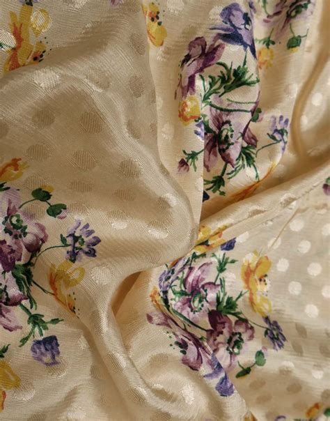 Multicolor Floral Print On Viscose Jacquard Dress Material Fabric