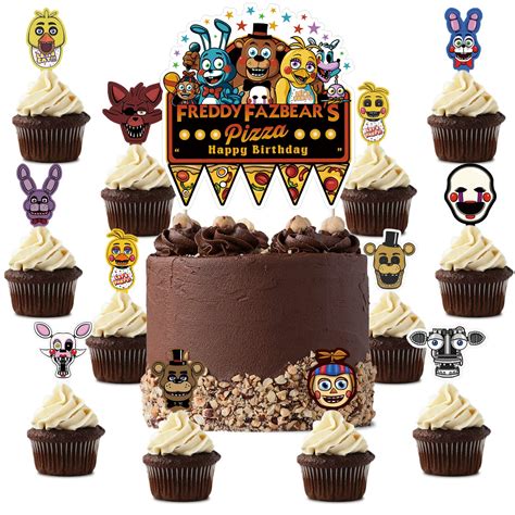 Five Nights At Freddy S Cupcake Toppers Fnaf Happy Birthday Cake My