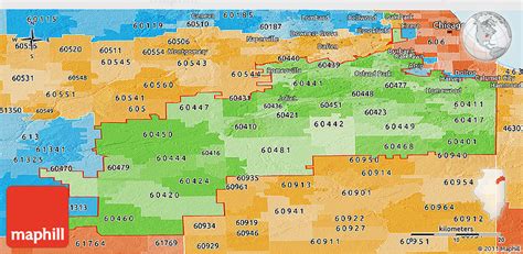 Political Shades Panoramic Map Of Zip Codes Starting With 604