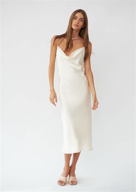 Silk 90s Style Maxi Slip Dress In Pearl White 3 Over The Moon