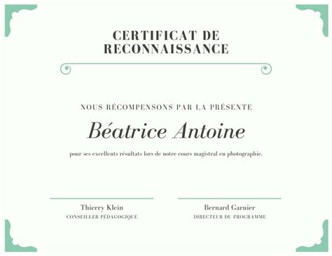 Certificat De Reconnaissance Dipl Me Mod Les Gratuits Canva