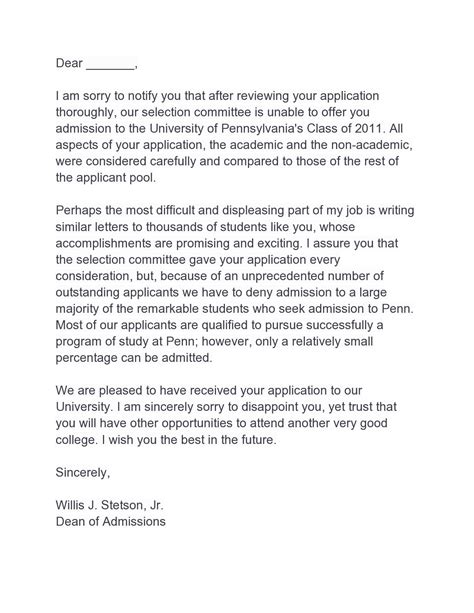 29 College Rejection Letters Decline Letters Templatearchive